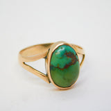 Victorian 9ct Rose Gold & Cabochon Cut Turquoise Dress Ring Antique c1890