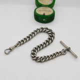 Edwardian Sterling Silver Graduating Albert Watch Chain Antique 1910 Birmingham