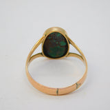 Victorian 9ct Rose Gold & Cabochon Cut Turquoise Dress Ring Antique c1890