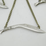 19th Century Colonial Sterling Silver Set of Kukri Wine Decanter Labels Antique c1880