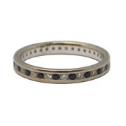 18ct White Gold, Sapphire & Diamond Eternity Ring Vintage c1990 Birmingham