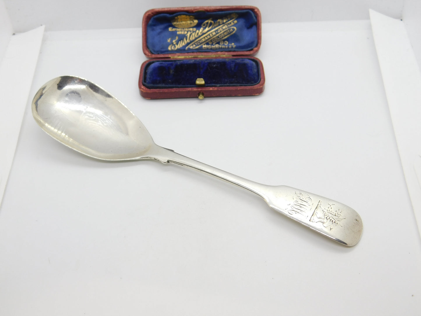 Georgian Irish Provincial Cork Sterling Silver Tea Caddy Spoon Crested c1820 WS