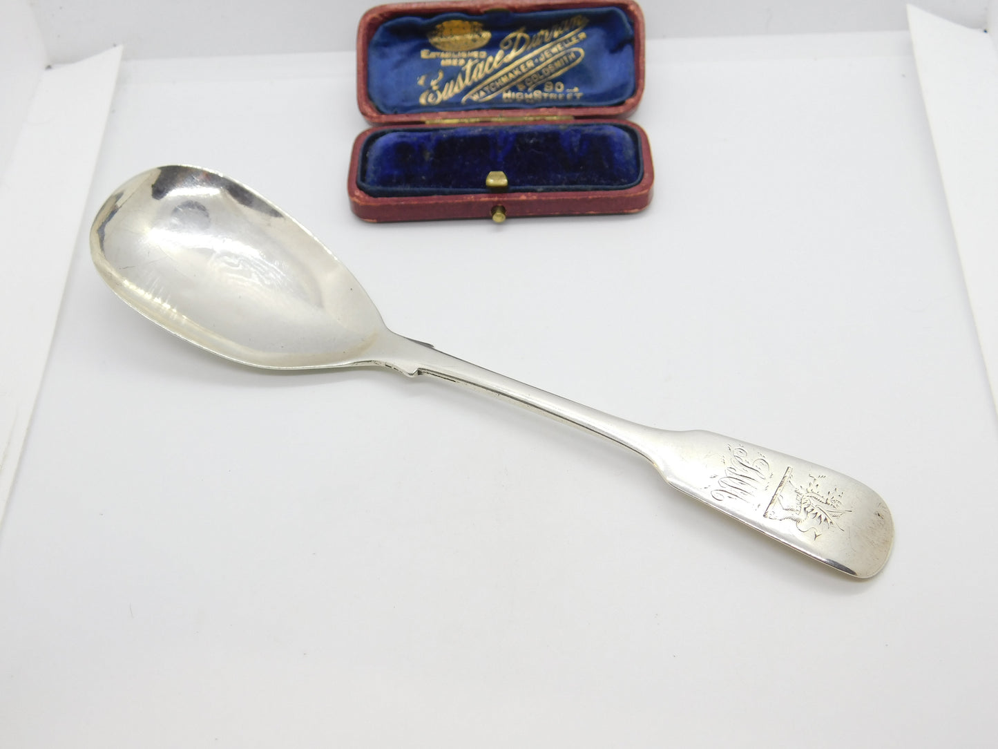 Georgian Irish Provincial Cork Sterling Silver Tea Caddy Spoon Crested c1820 WS