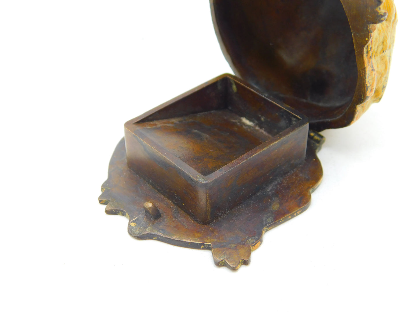 19th Century Franz Bergman Cold Painted Bronze Chick Stamp Box Antique c1880