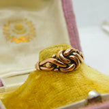 Victorian 9ct Rose Gold Lovers Knot Band Ring Antique 1894 Birmingham