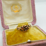 Victorian 9ct Rose Gold Lovers Knot Band Ring Antique 1894 Birmingham