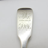 Georgian Irish Provincial Cork Sterling Silver Tea Caddy Spoon Crested c1820 WS