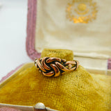 Victorian 9ct Rose Gold Lovers Knot Band Ring Antique 1894 Birmingham