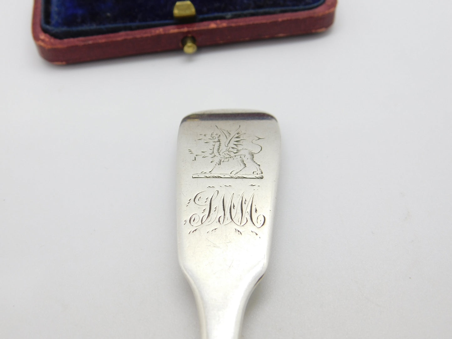 Georgian Irish Provincial Cork Sterling Silver Tea Caddy Spoon Crested c1820 WS