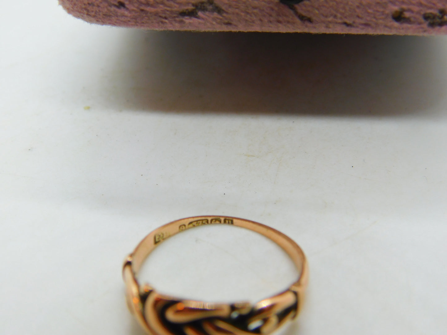 Victorian 9ct Rose Gold Lovers Knot Band Ring Antique 1894 Birmingham