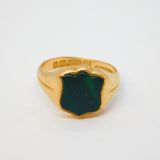 Edwardian 15ct Yellow Gold Bloodstone Set Shield Signet Ring Antique 1902 Birmingham