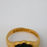 Edwardian 15ct Yellow Gold Bloodstone Set Shield Signet Ring Antique 1902 Birmingham