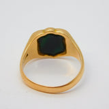 Edwardian 15ct Yellow Gold Bloodstone Set Shield Signet Ring Antique 1902 Birmingham