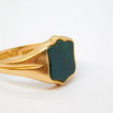 Edwardian 15ct Yellow Gold Bloodstone Set Shield Signet Ring Antique 1902 Birmingham
