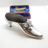 Victorian Sterling Silver High Heel Shoe Pin Cushion Antique 1890 Birmingham