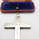 Large Sterling Silver 'Mr & Mrs W. Snell's Silver Wedding' Cross Pendant 1914