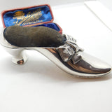Victorian Sterling Silver High Heel Shoe Pin Cushion Antique 1890 Birmingham