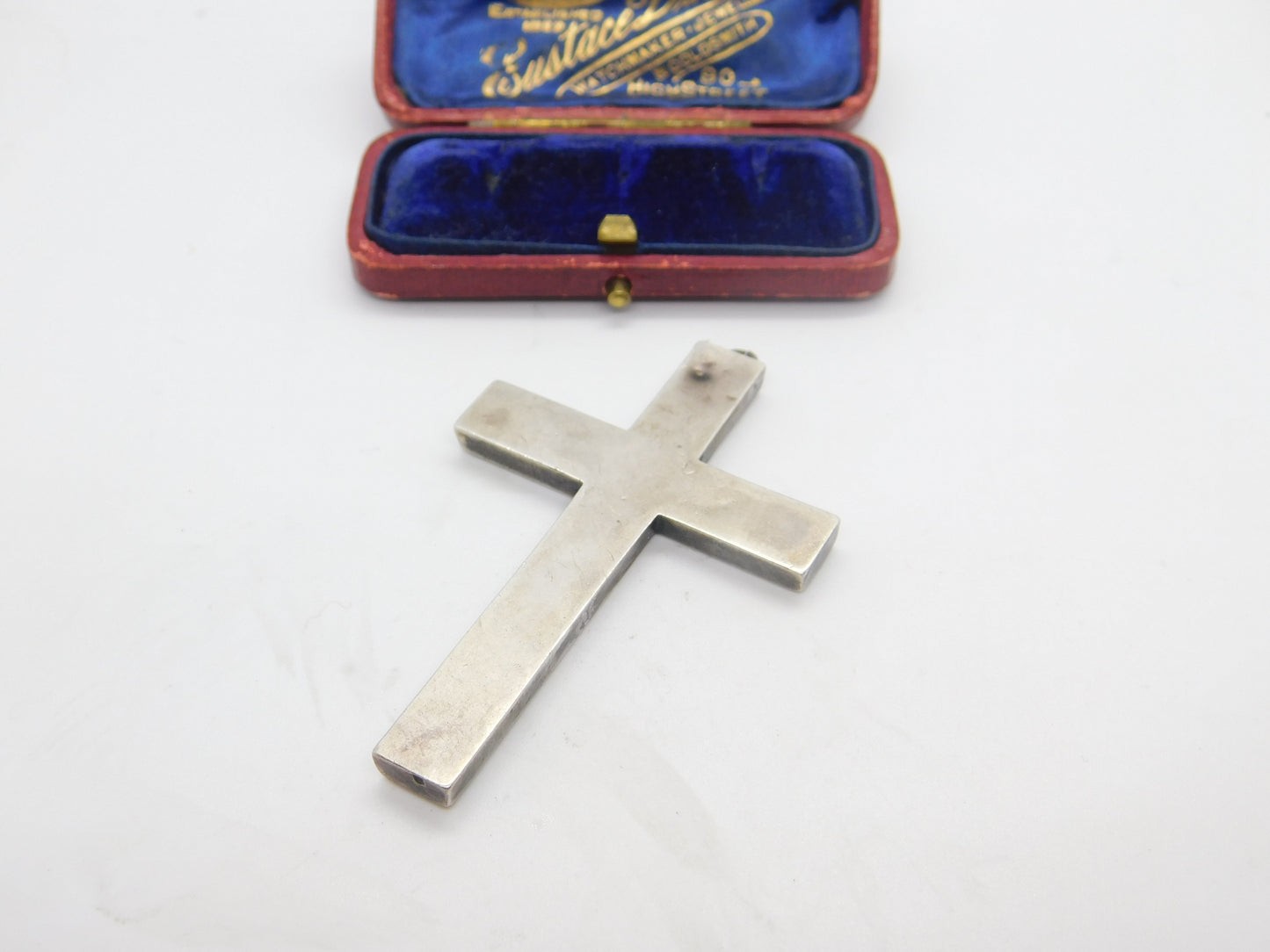 Large Sterling Silver 'Mr & Mrs W. Snell's Silver Wedding' Cross Pendant 1914