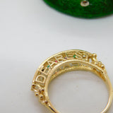 9ct Yellow Gold 'Dearest' Acrostic Stone Set Boat Ring Vintage c1990 Birmingham