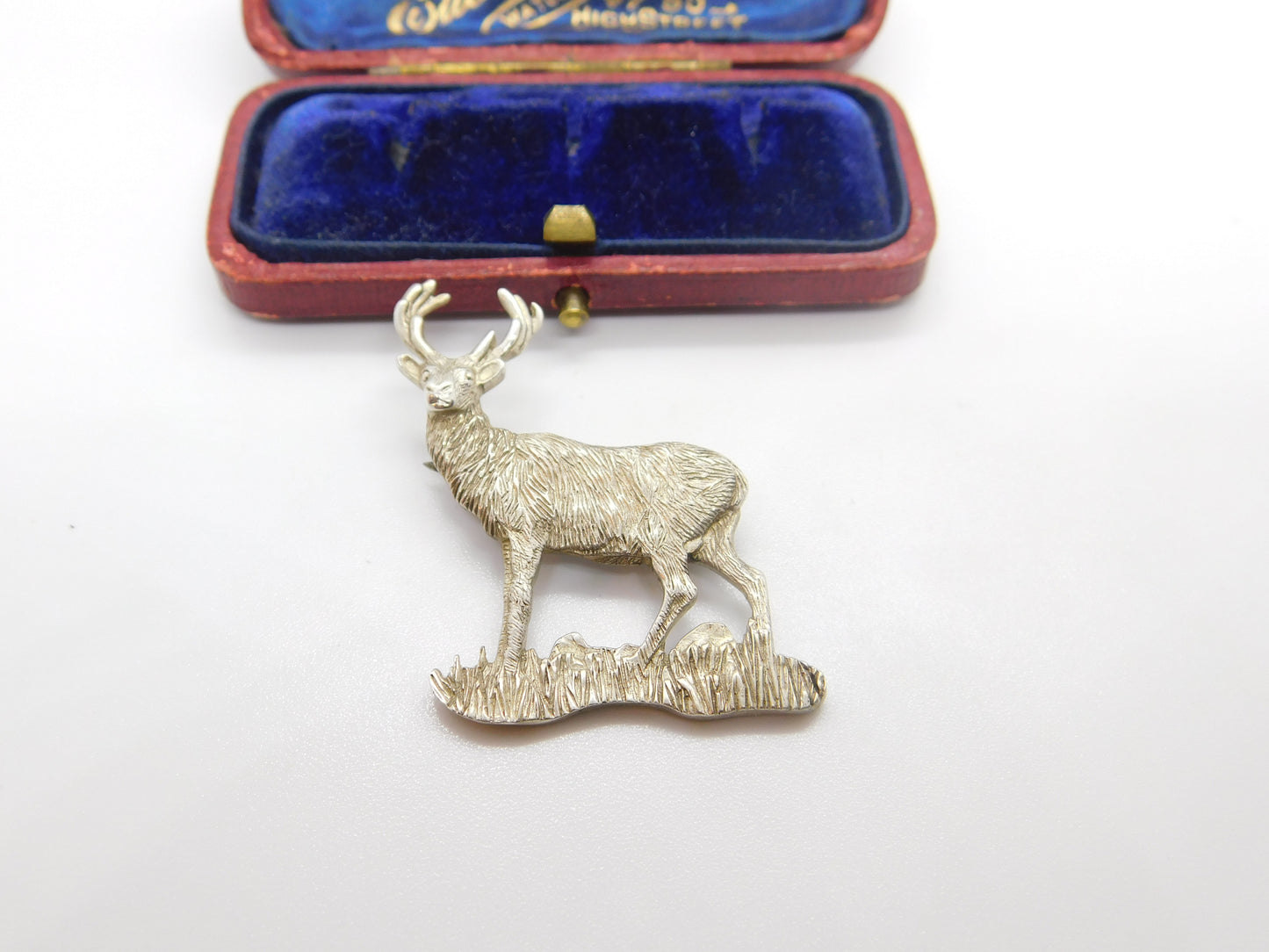 Scottish Sterling Silver Stag Deer Figurative Brooch Vintage 1990 Edinburgh