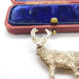 Scottish Sterling Silver Stag Deer Figurative Brooch Vintage 1990 Edinburgh