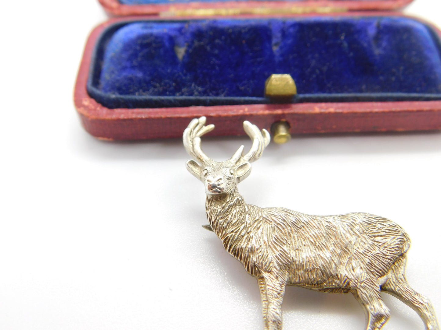 Scottish Sterling Silver Stag Deer Figurative Brooch Vintage 1990 Edinburgh