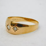 Art Deco 9ct Gold Three-Stone 0.25ct Diamond Gypsy Ring Antique c1930s
