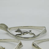 Collection of Sterling Silver Hunting Interest Wishbone Napkin Rings Antique