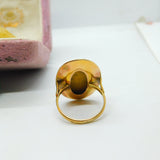 14ct Yellow Gold & Cabochon Coral Austro-Hungarian Ring Antique c1920 Art Deco