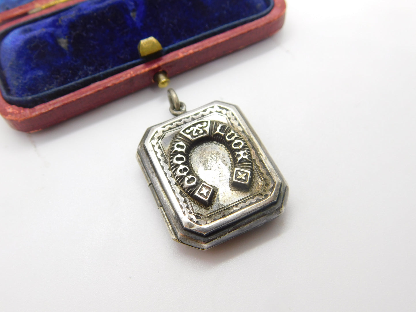 Victorian Sterling Silver Good Luck Horseshoe Locket Antique 1886 Birmingham