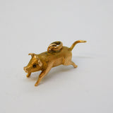 9ct Yellow Gold Running Pig or Boar Charm Pendant Antique c1920 Art Deco