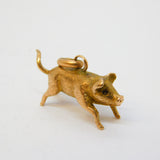 9ct Yellow Gold Running Pig or Boar Charm Pendant Antique c1920 Art Deco