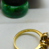 18ct Yellow Gold & Coloured Sapphire Floral Cluster Ring Vintage c1970