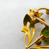 Edwardian 15ct Gold, Seed Pearl, Peridot & Ruby Lavalier Brooch Pendant Antique