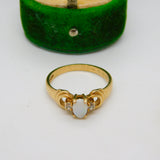9ct Yellow Gold Cabochon Opal & Spinel Set Dress Ring Vintage 1995 Sheffield
