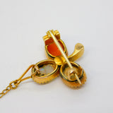 Victorian 15ct Gold, Opal, Carnelian & Agate Trefoil Brooch Antique c1840
