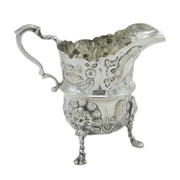 Edwardian Sterling Silver Rural Pattern Cream Jug Antique 1904 Birmingham