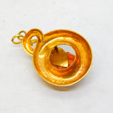 Victorian 22ct Yellow Gold & Coral Etruscan Style Drop Pendant Antique c1840s