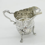 Edwardian Sterling Silver Rural Pattern Cream Jug Antique 1904 Birmingham