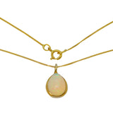 14ct Yellow Gold & Gilt Set Cabochon Opal Pendant Necklace Vintage c1970