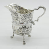 Edwardian Sterling Silver Rural Pattern Cream Jug Antique 1904 Birmingham