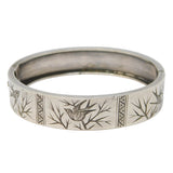Victorian Aesthetic Movement Sterling Silver Swallow Bangle Antique c1880