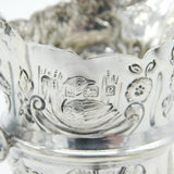 Edwardian Sterling Silver Rural Pattern Cream Jug Antique 1904 Birmingham