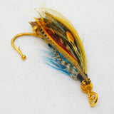 Victorian 18ct Yellow Gold Feather Set Fish Hook Brooch Pendant c1880s Antique