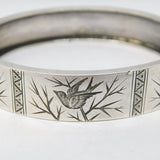 Victorian Aesthetic Movement Sterling Silver Swallow Bangle Antique c1880