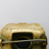 Victorian 9ct Gold, Enamel, Pearl, Hardstone Mourning Brooch Antique 1843 'William Grimwade'