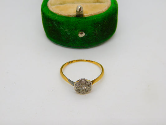 Victorian 18ct Yellow Gold Natural Diamond Daisy Flower Ring Antique c1880