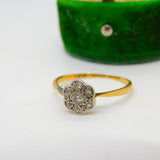 Victorian 18ct Yellow Gold Natural Diamond Daisy Flower Ring Antique c1880