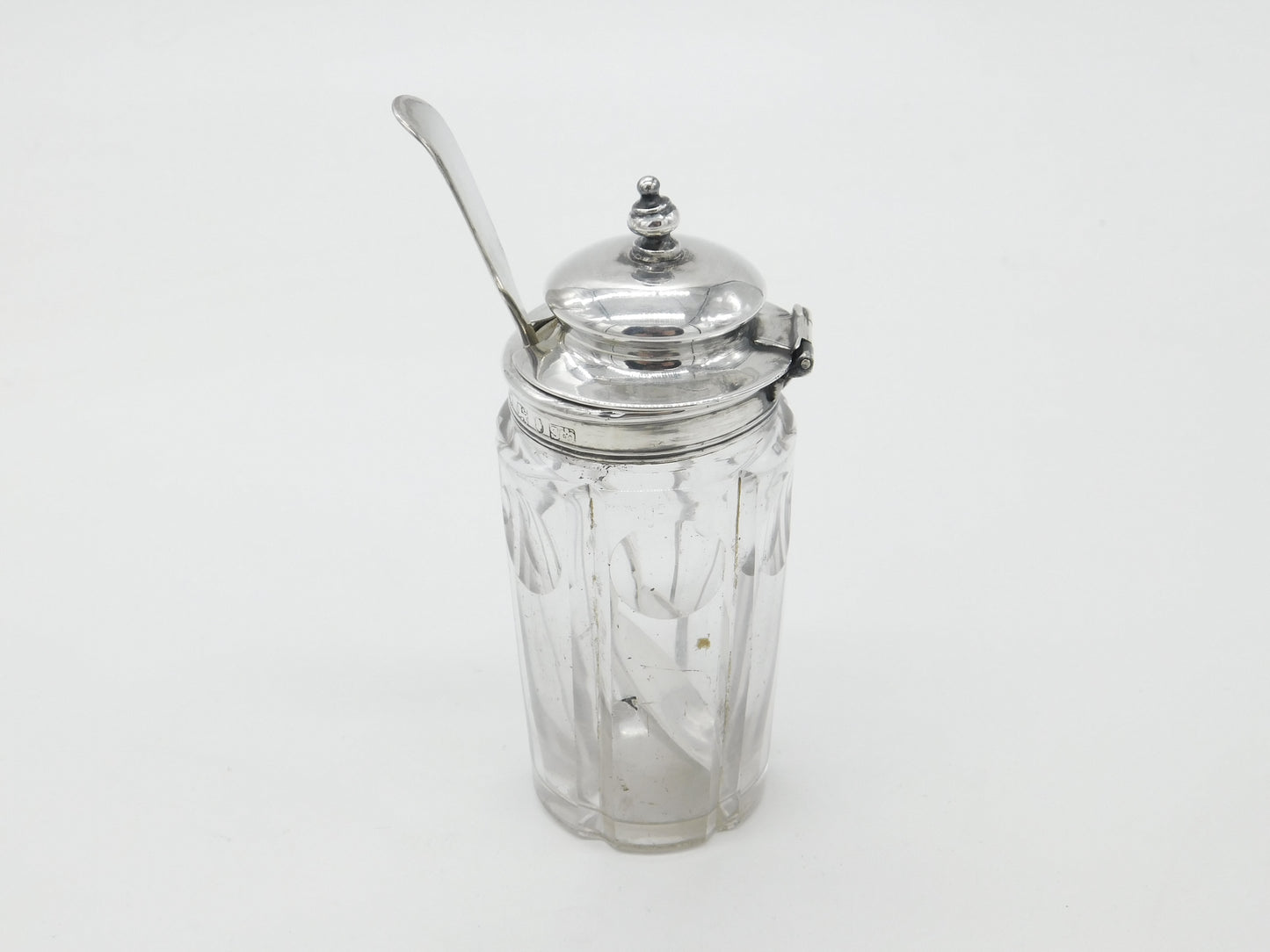 Georgian Sterling Silver & Cut Glass Pepper or Mustard Pot 1838 Sheffield