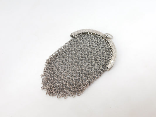 French 19th Century .950 Grade Silver Ladies Chainmail Coin Purse Antique c1880